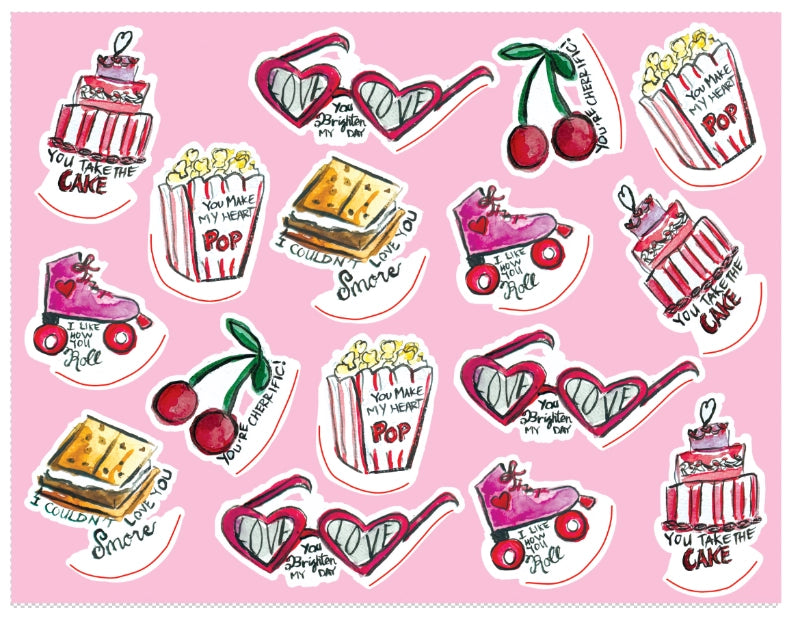 Over the Moon Valentine Sticker Sheet for Girls