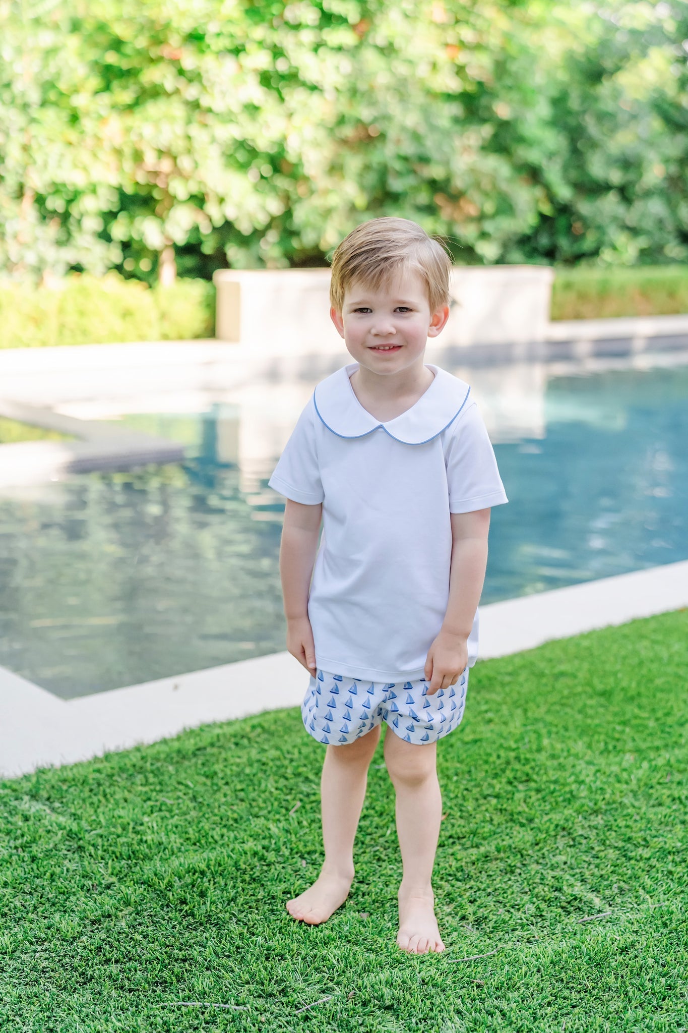 Lila and Hayes Field Boys' Woven Short Set - Sailing Away