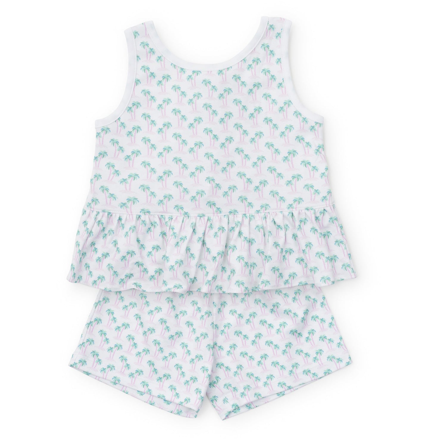 Lila and Hayes Poppy Girls' Short Set - Palm Tree Isle Pink