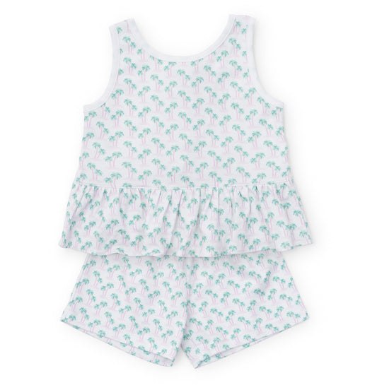 Lila and Hayes Poppy Girls' Short Set - Palm Tree Isle Pink