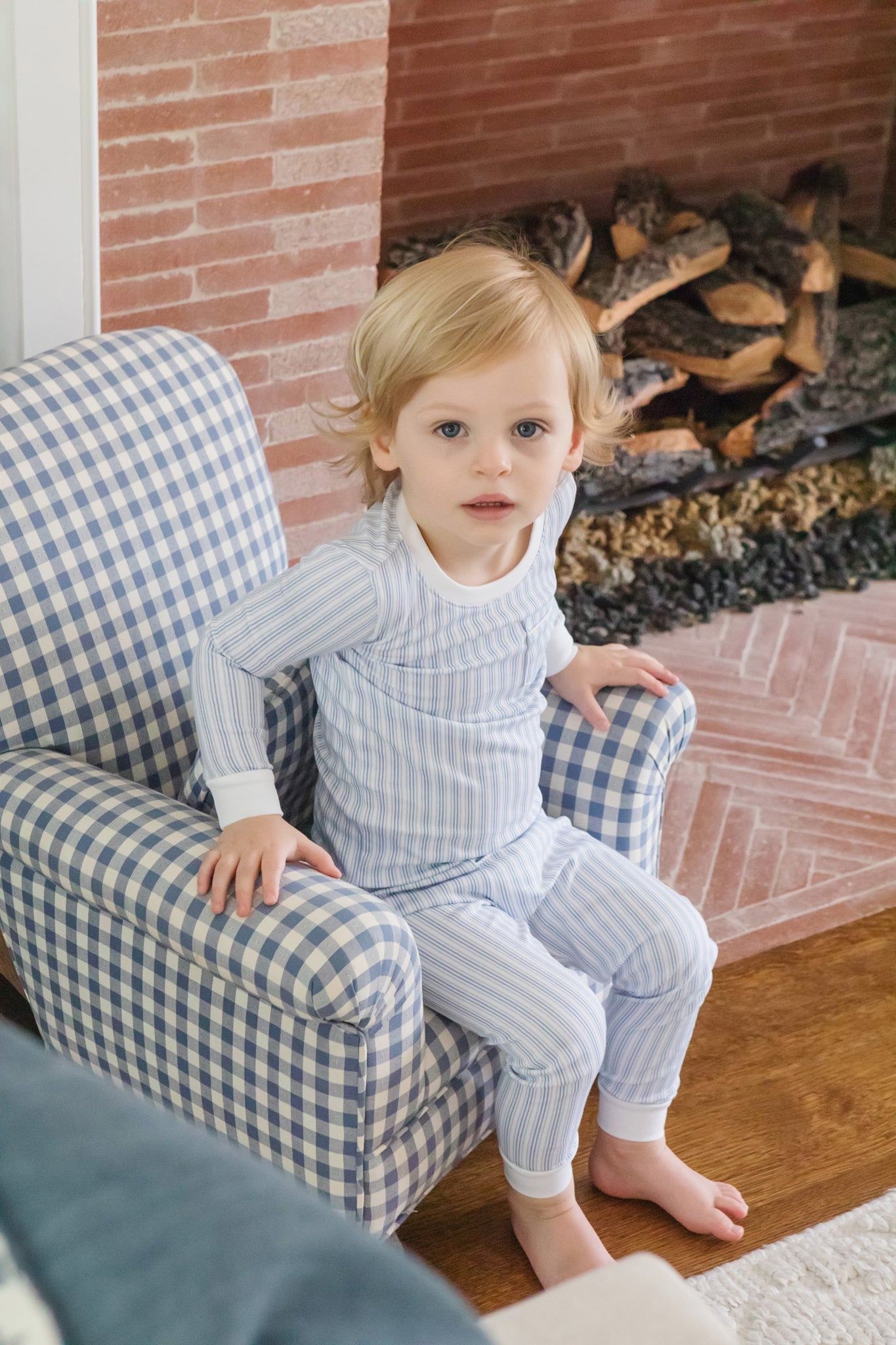 Lila and Hayes Bradford Boys' Pajama Pant Set - Stripes in Blue