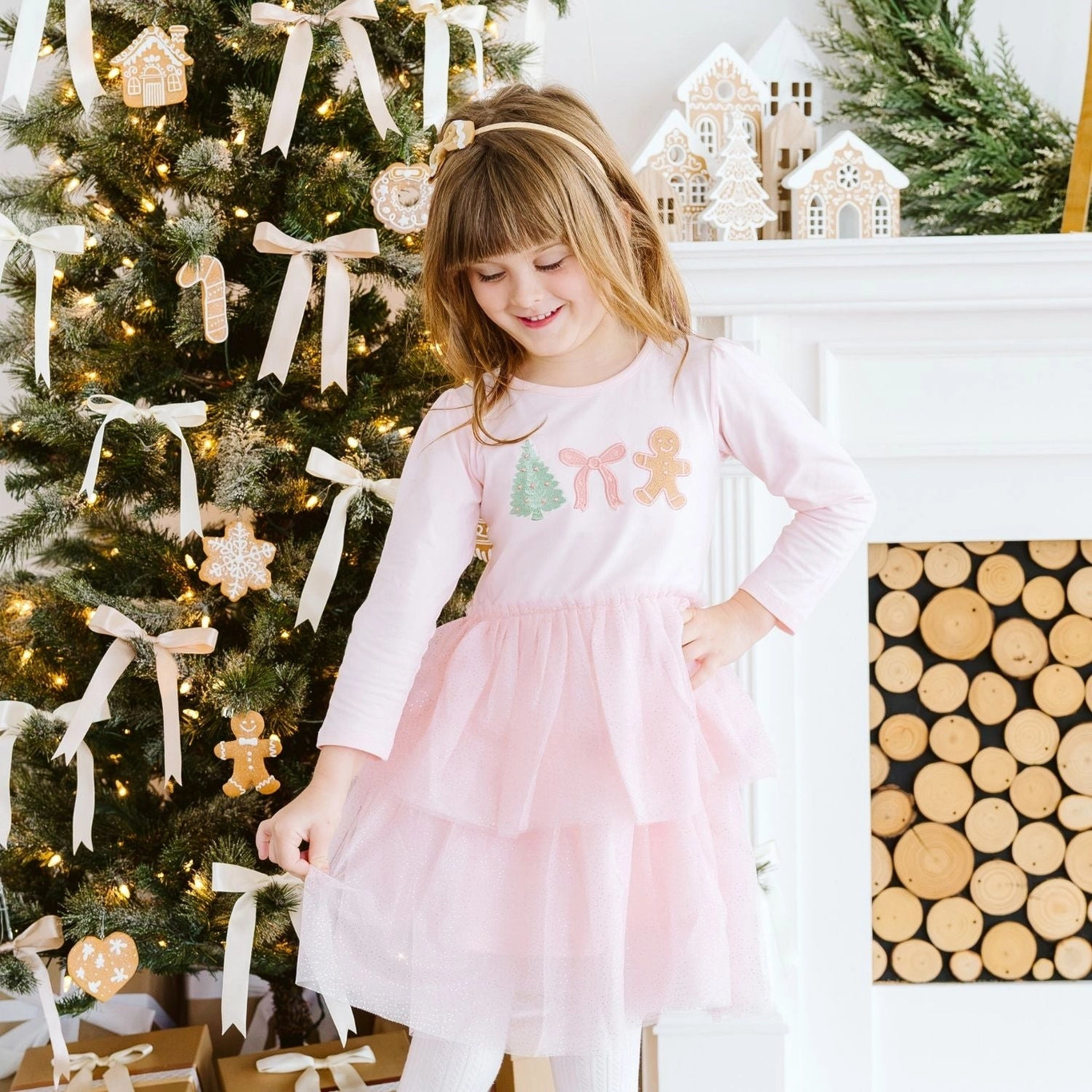 Sweet Wink Gingerbread Embroidered Tutu Dress
