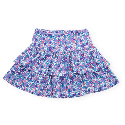 Maggie Girls' Tiered Skirt - Blackberry Floral