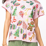 Light Pink Christmas Icons Tee - Women's