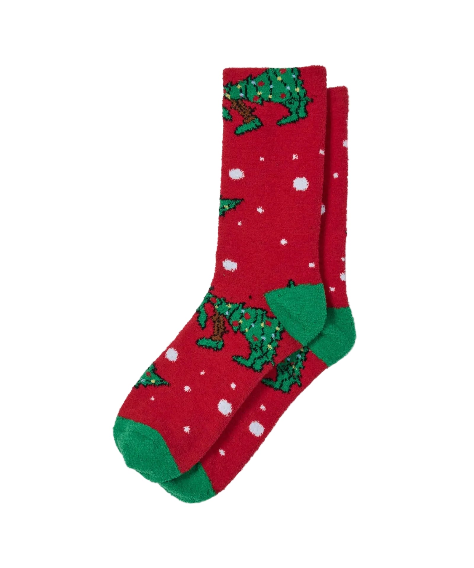 GOAT USA Christmas Tree Fuzzy Socks- Red