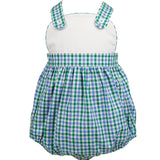 The Proper Peony Effie Blue and Green Plaid Boy Bubble