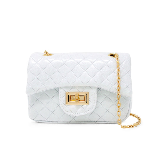 Zomi Gems Classic Quilted Sparkle Mini Bag Holiday Edition- White