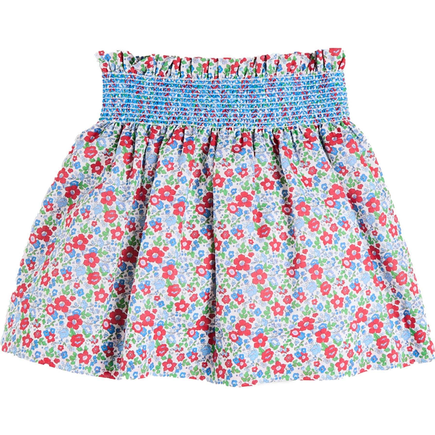 Emilia Floral Elasticated Waist Skirt in Red
