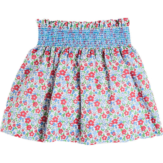 Emilia Floral Elasticated Waist Skirt in Red