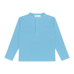 Minnow Boys Pura Blue Half Button Shirt With Mandarin Collar