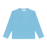 Minnow Boys Pura Blue Half Button Shirt With Mandarin Collar