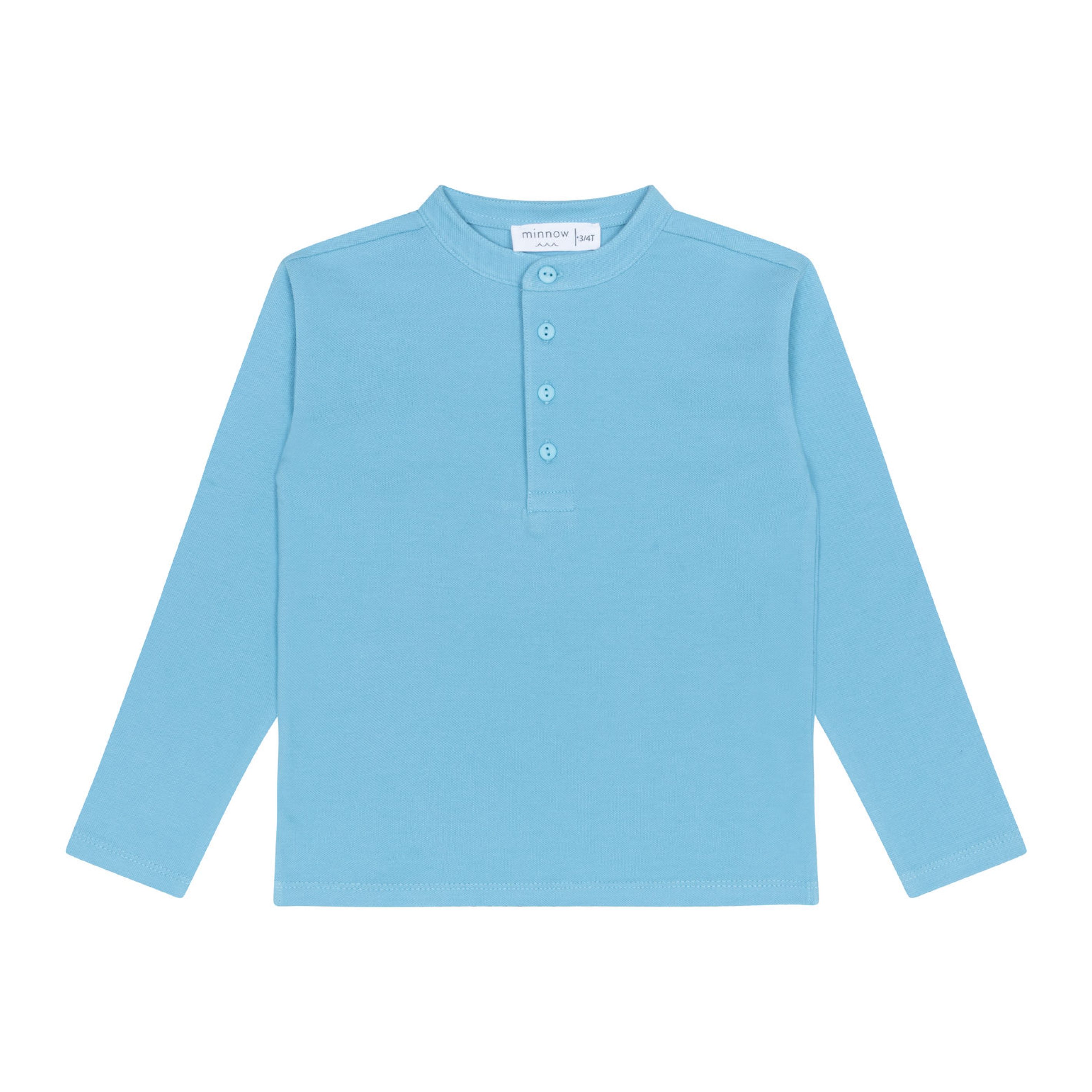 Minnow Boys Pura Blue Half Button Shirt With Mandarin Collar
