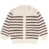 Unisex Cream And Cacao Stripe Knit Cardigan