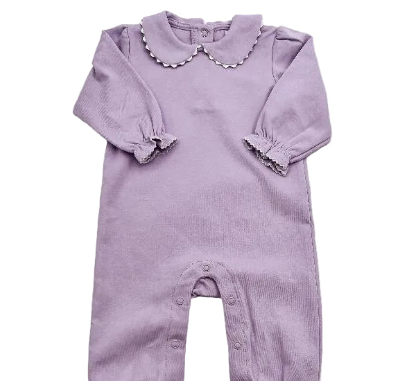 Southern Proper Purple Scalloped Collared Romper