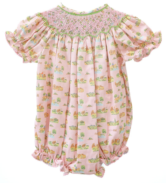 Ruth and Ralph Smocked Cowgirl Toile Birdie Bubble