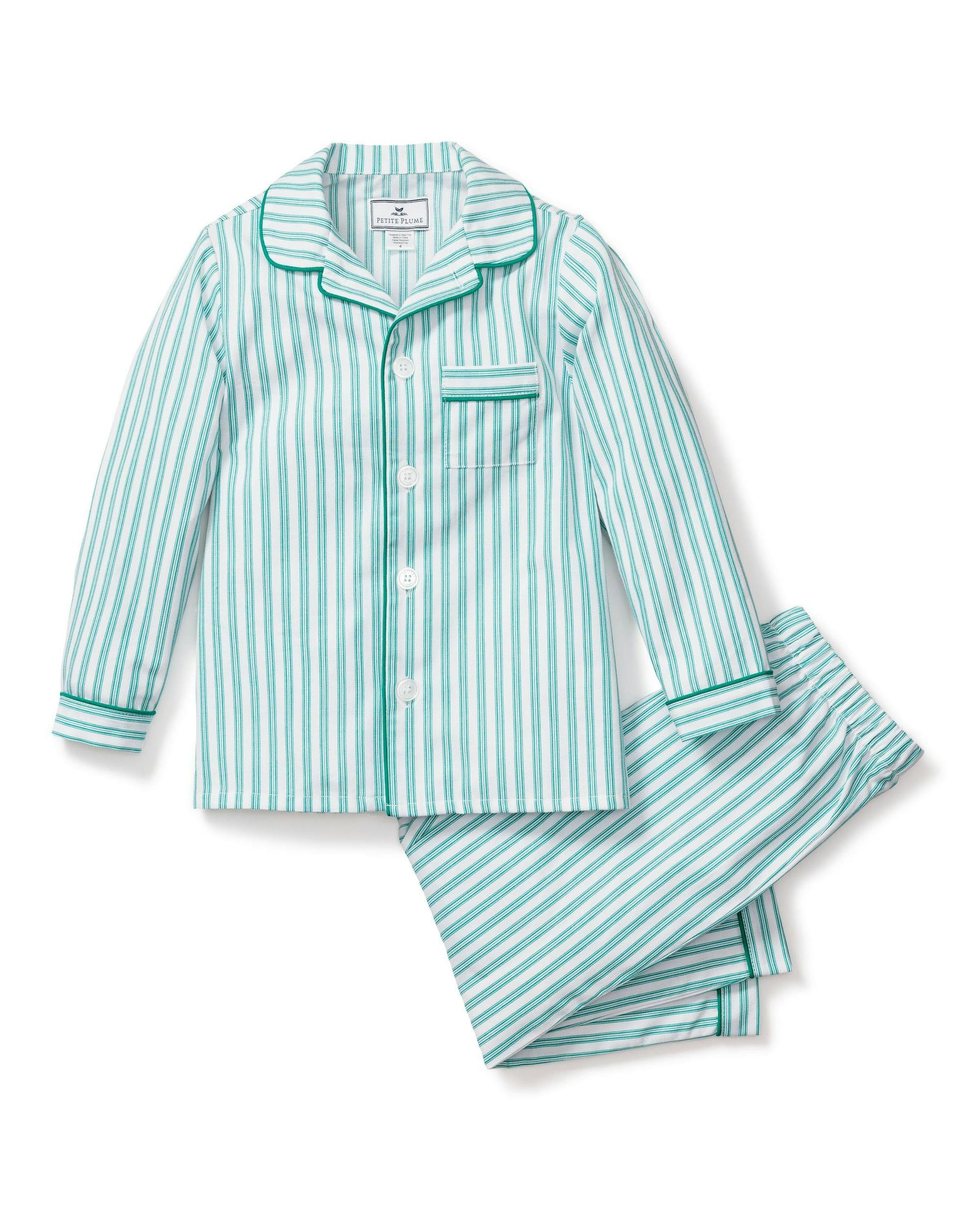 Petite Plume Emerald Ticking Pajama Set