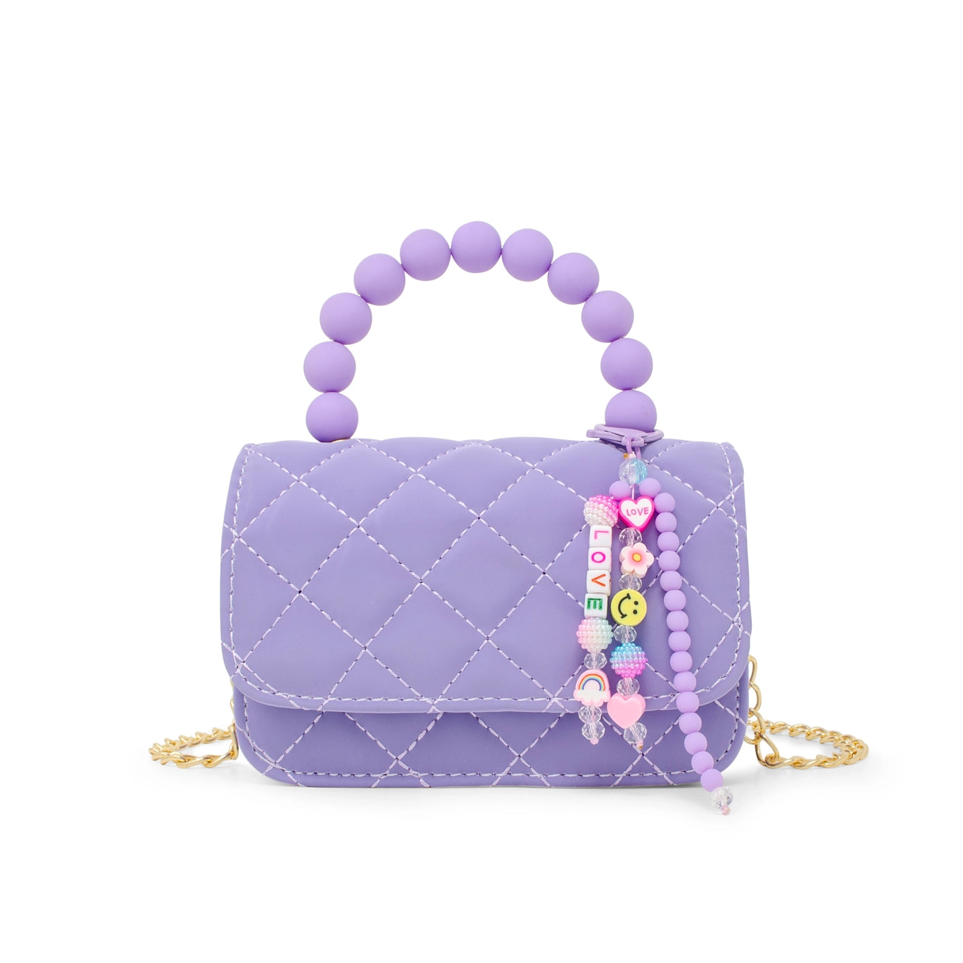 Zomi Gems Pearl Handle Message Charm Handbag- Purple