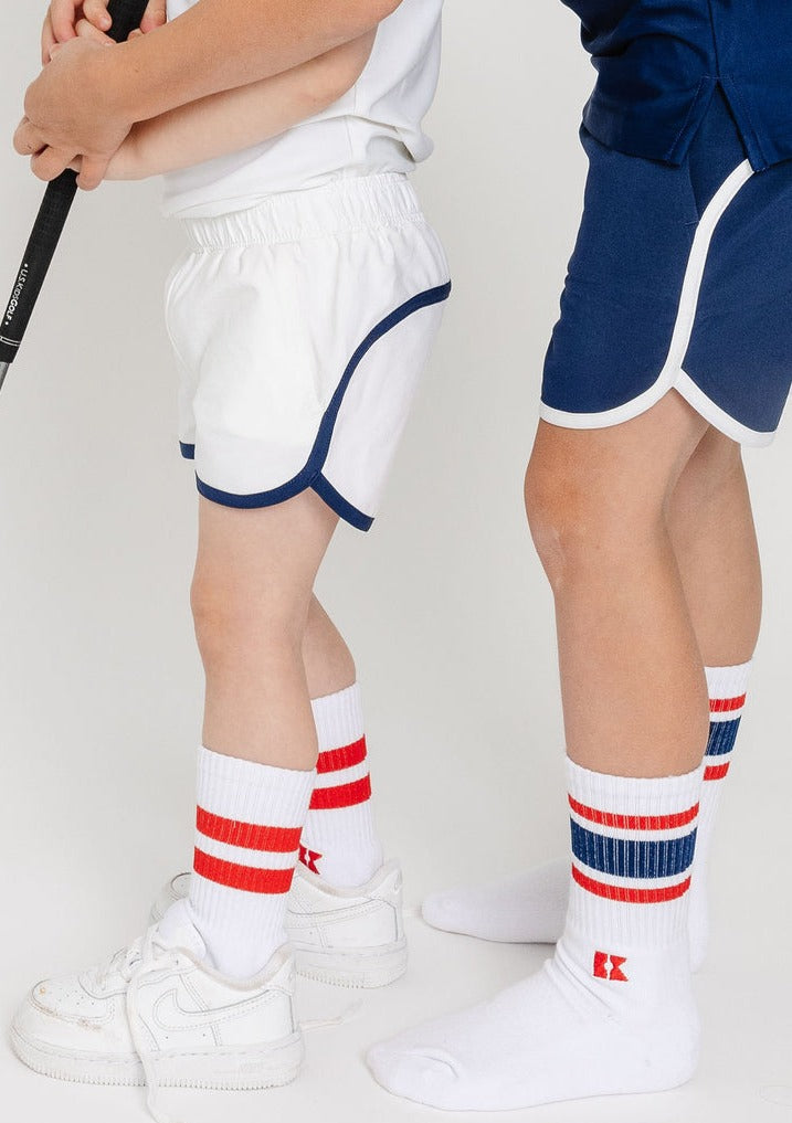 Navy Retro Super Short With White Piping