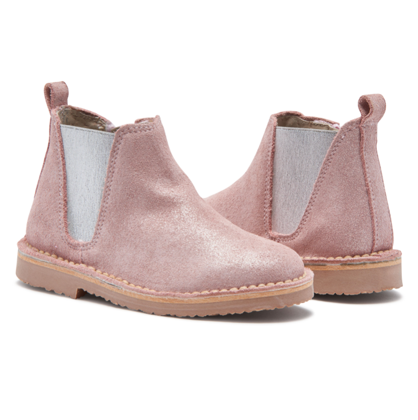 Children Chic Sparkly Suede Chelsea Boots in Rose