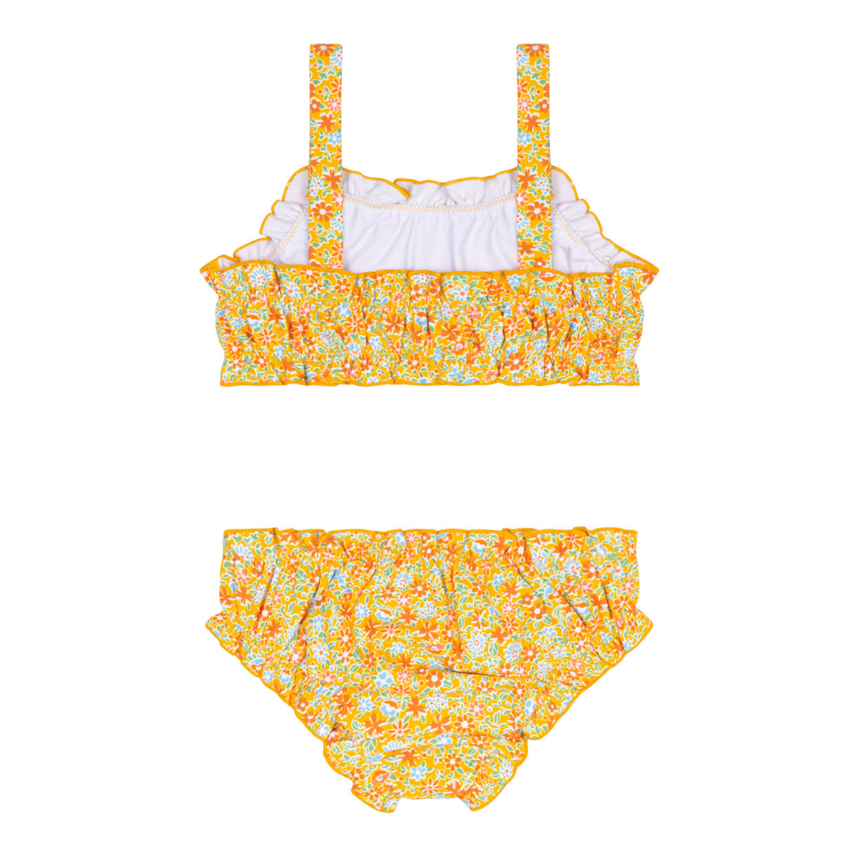 Minnow Girls Marigold Floral Ruffle Edge Bikini