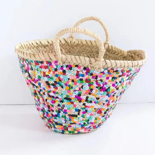 Miramar Mini Sequin Straw Basket