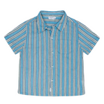 Minnow Boys Isla Blue Stripe Linen Button Down Shirt