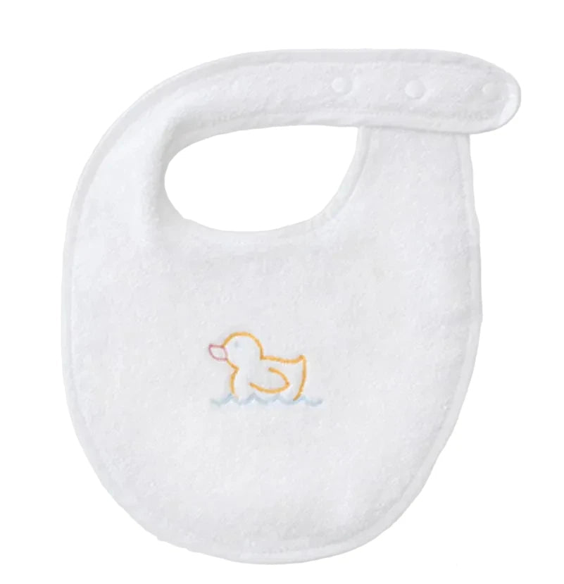 Weezie Bib- White with Duck Icon (Pair)