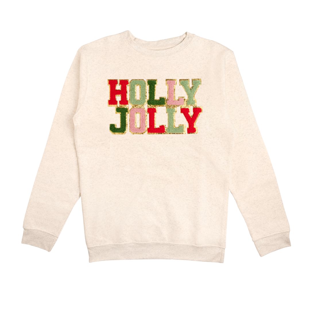 Sweet Wink Holly Jolly Patch Christmas Adult Sweatshirt - Natural