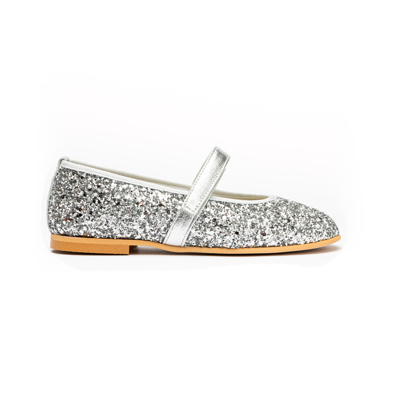 Children Chic Classic Glitter Mary Janes in Silver