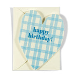 Letterpress Mini Blue Plaid Birthday Greeting Card