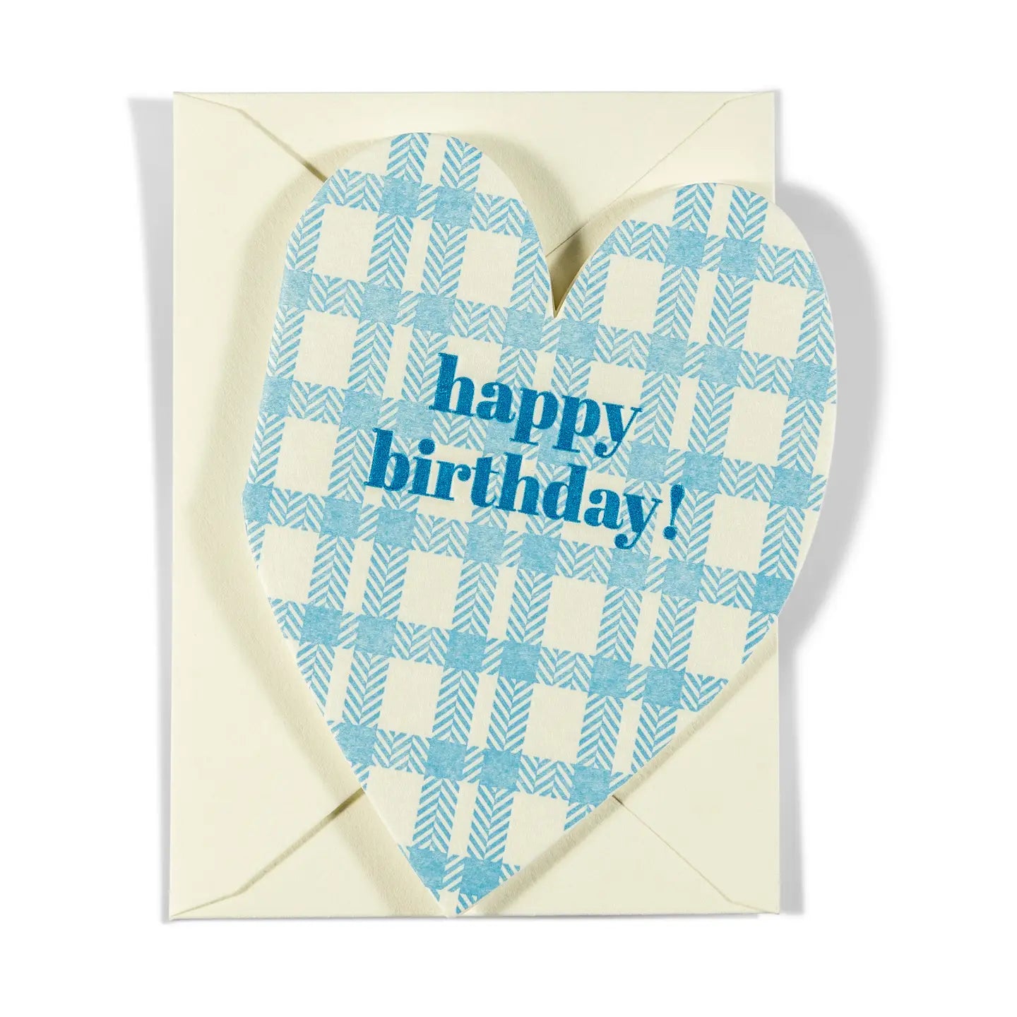 Letterpress Mini Blue Plaid Birthday Greeting Card