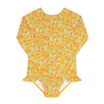 Minnow Girls Marigold Floral Rashguard One Piece