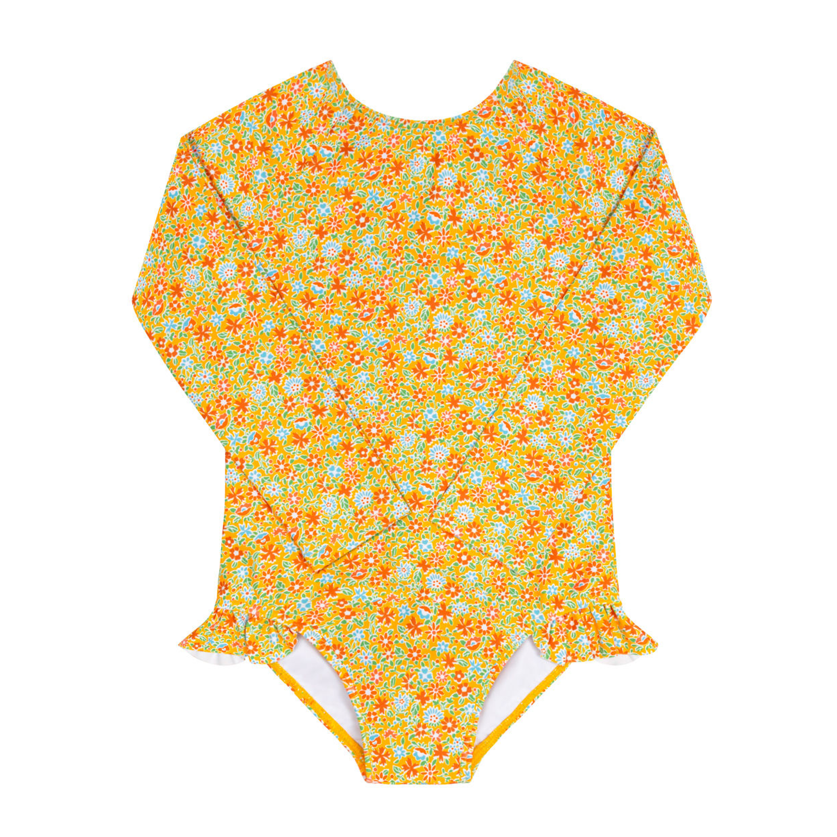 Minnow Girls Marigold Floral Rashguard One Piece