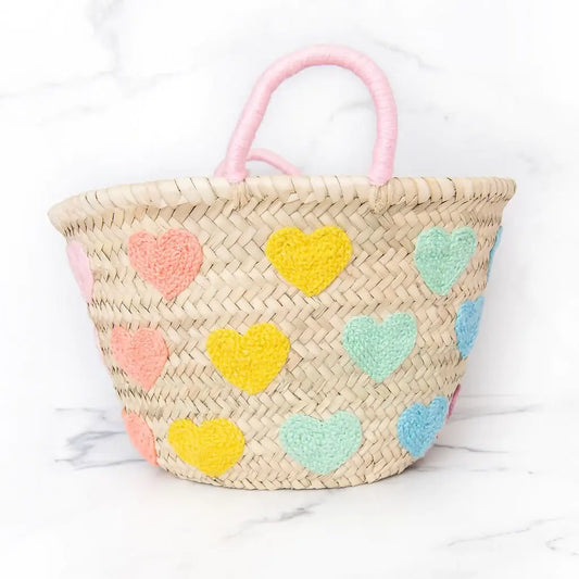 Miramar Multicolor Heart Straw Basket