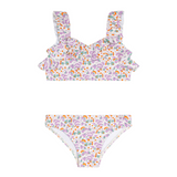 Girls Orchid Floral V-Neck Ruffle Bikini