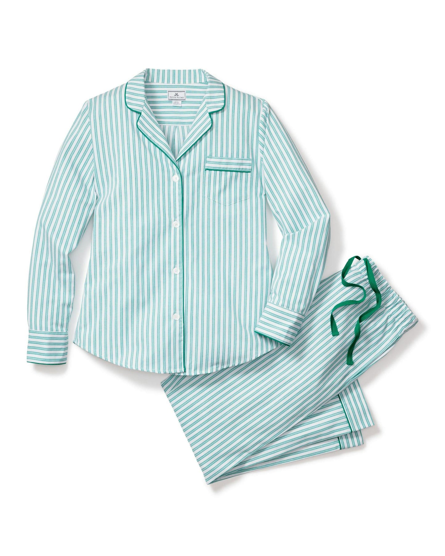 Petite Plume Women's Emerald Ticking Pajama Set