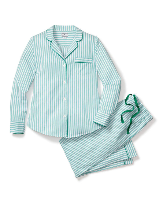 Petite Plume Women's Emerald Ticking Pajama Set