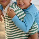Minnow Boys Pura Blue Half Button Shirt With Mandarin Collar