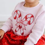 Sweet Wink Candy Cane Sequin Patch Sweatshirt
