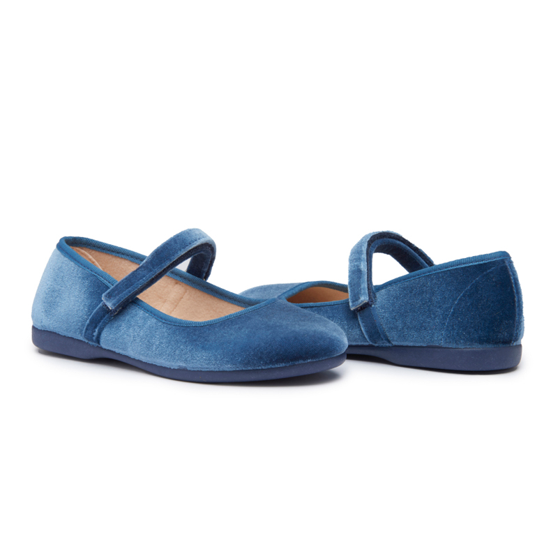 Children Chic Classic Velvet Mary Janes in Blue