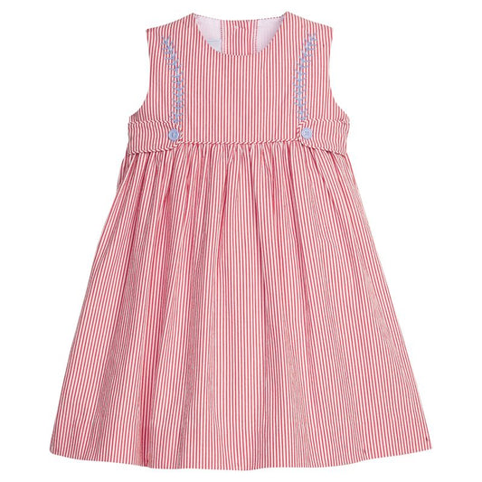Little English Button Tab Nantucket Dress- Baseball