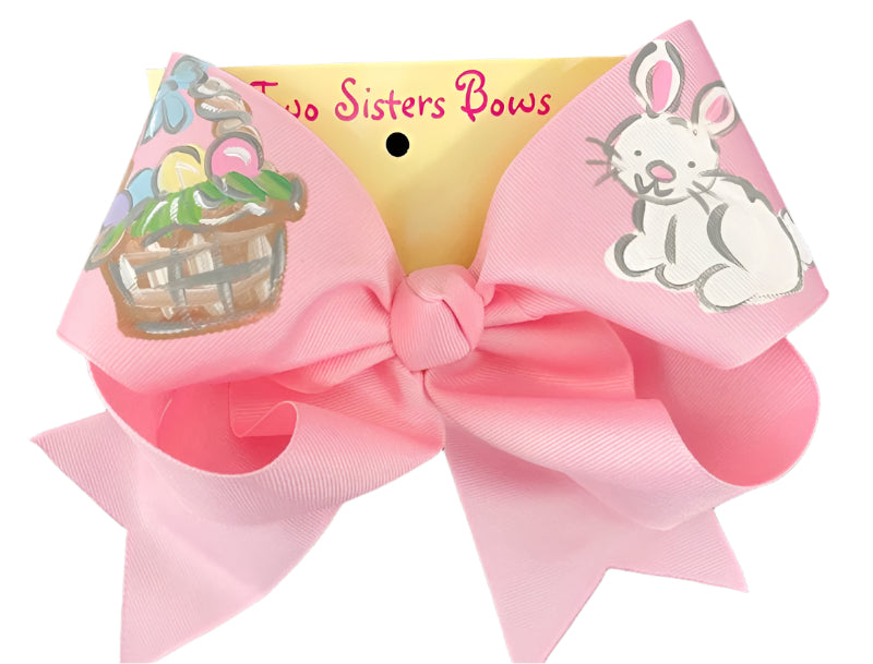 Two Sisters Bows Baby Pink Easter Basket Bunny Large Bow