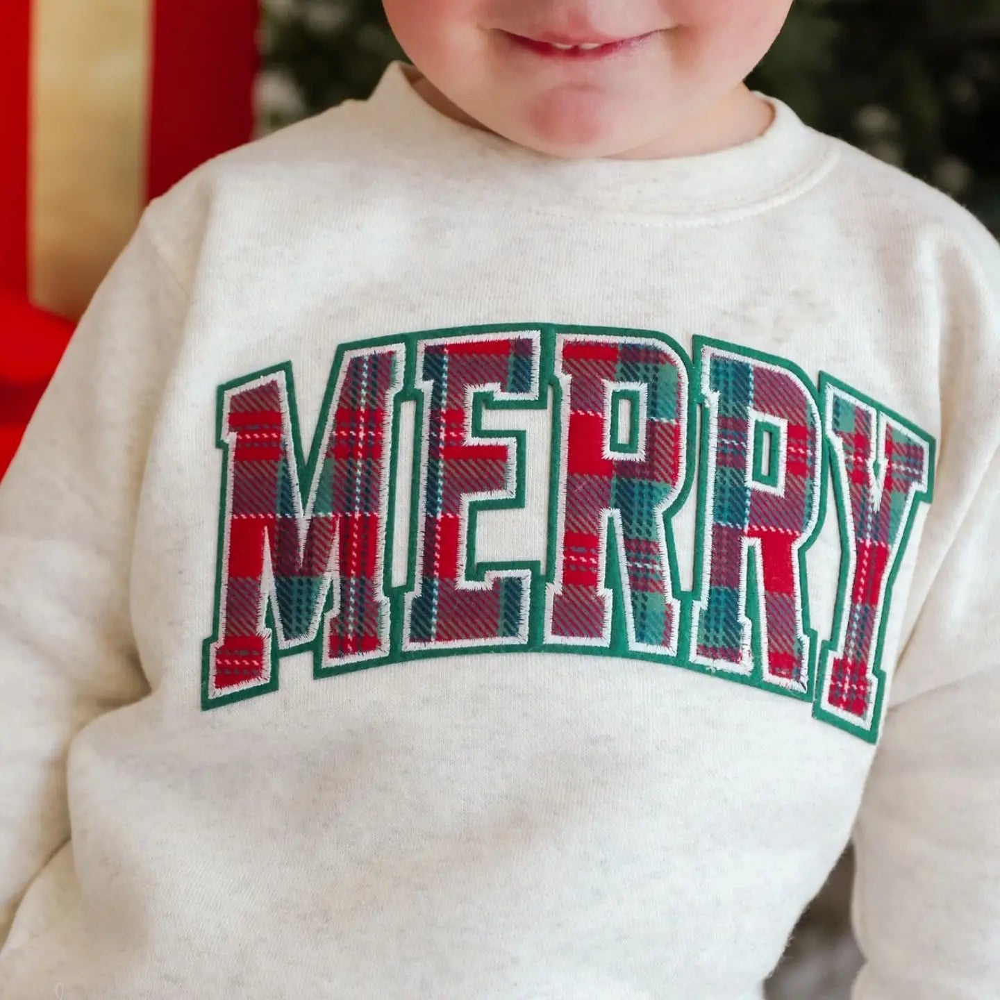 Sweet Wink Merry Tartan Patch Sweatshirt