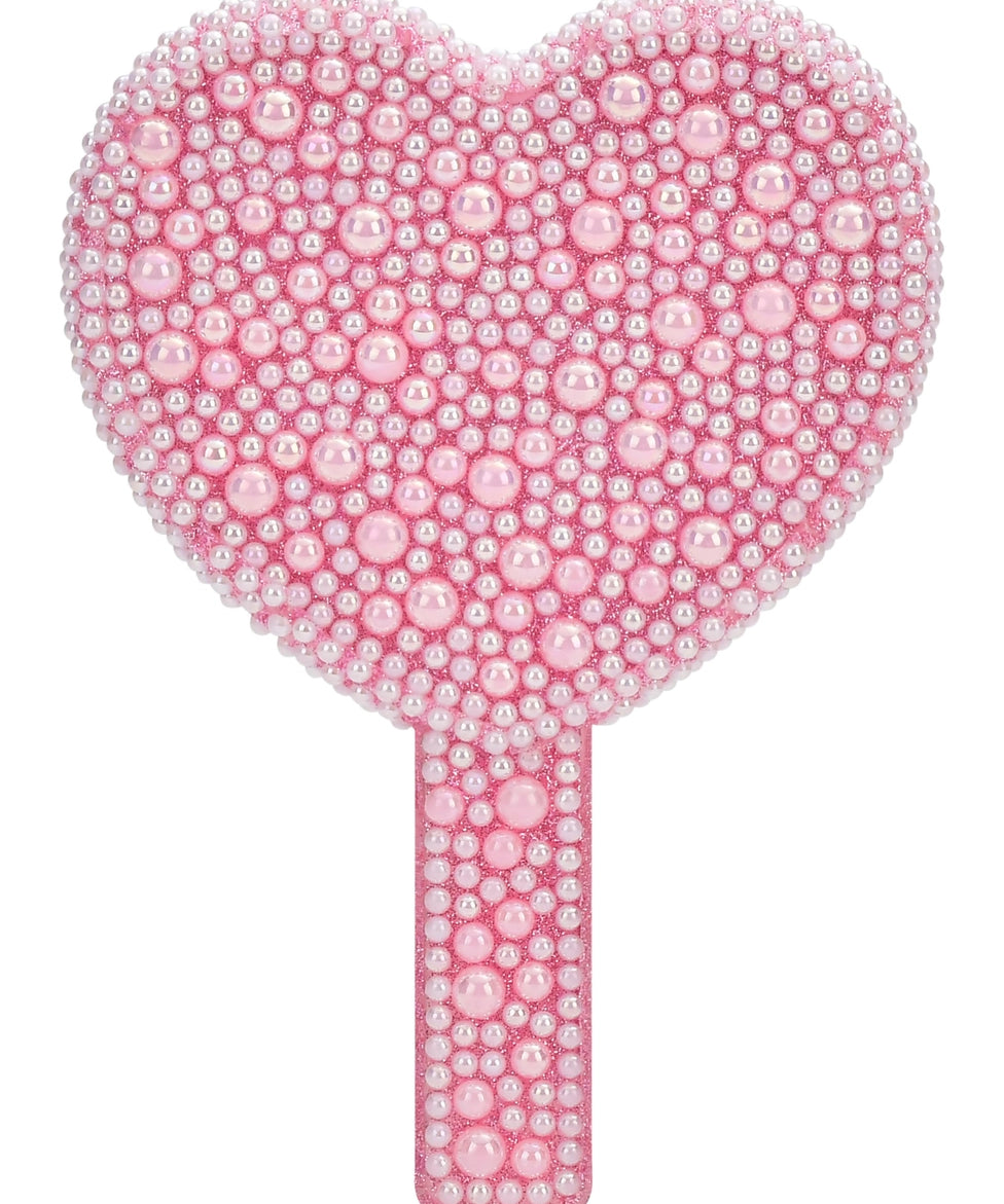 Iscream Pink Pearl Heart Hand Mirror