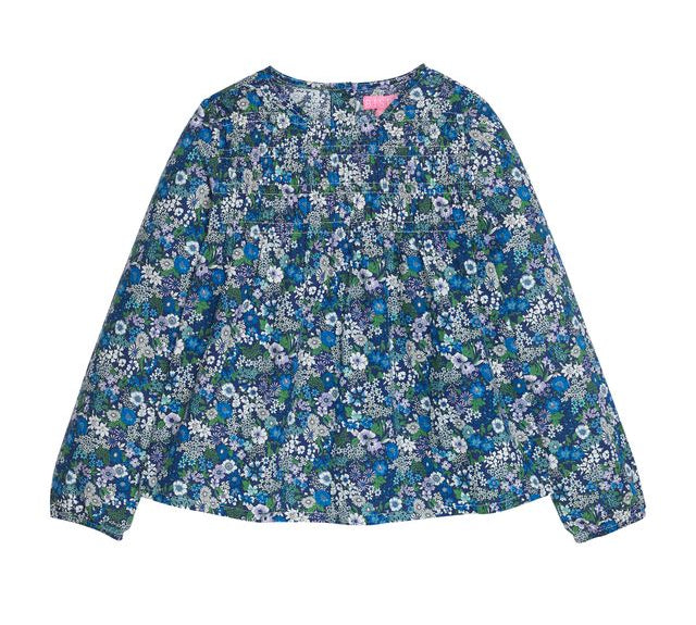 Bisby Anita Top- Brookline Blossoms Blue