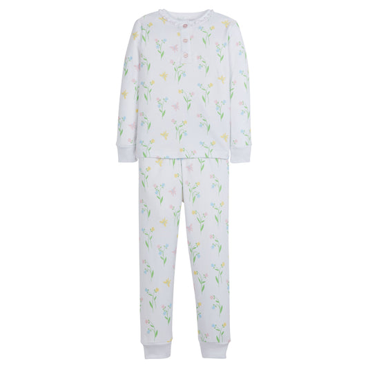 Little English Ruffled Printed Jammies - Butterfly Garden