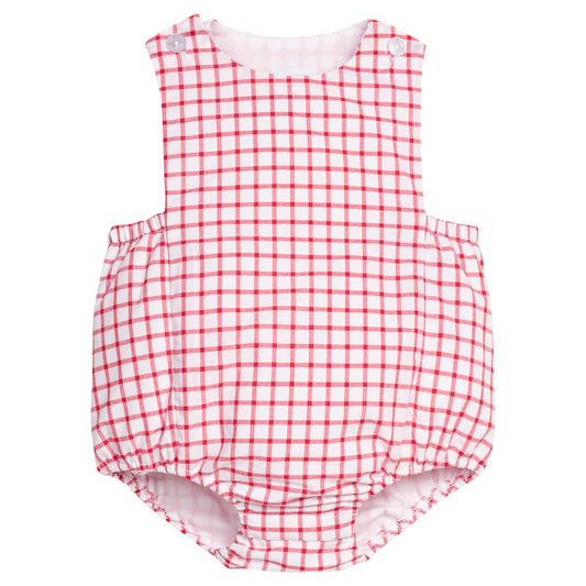 Little English Louis Sunsuit- Red Windowpane