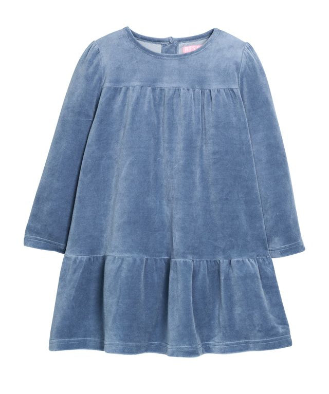Bisby Lisle Dress- Dusty Blue Velour