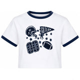 Sequin Football Elements Boxy Tee- Navy