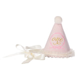 Over the Moon One Party Hat with Pink Bow Embroidery 